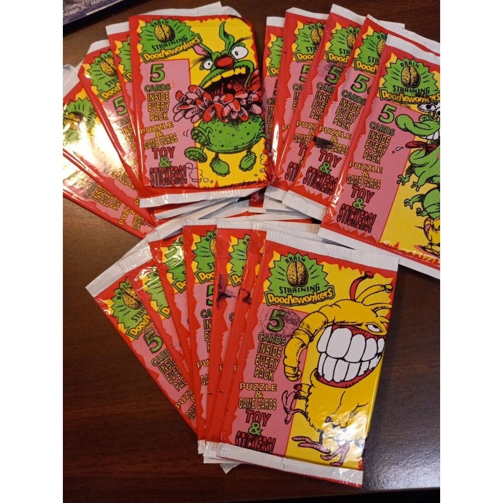 Brain Straining Doodlewonkers Puzzle & Game Cards Stickers 17 Unopened Packs